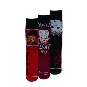 🤡HORROR SOCKS 3 Pack Crew Freddy Krueger It Pennywise  Jason